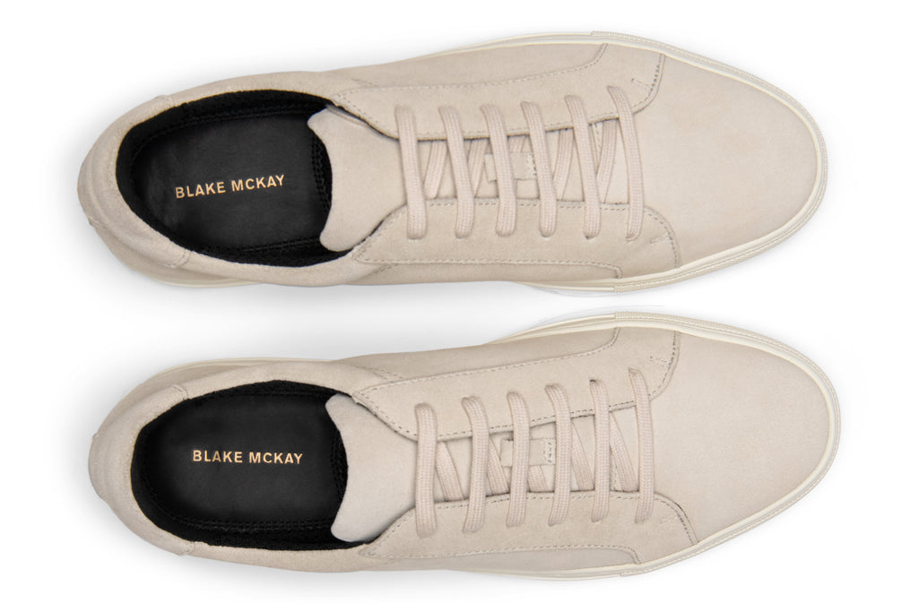Blake McKay Jay Sneaker in Ecru Suede Top View