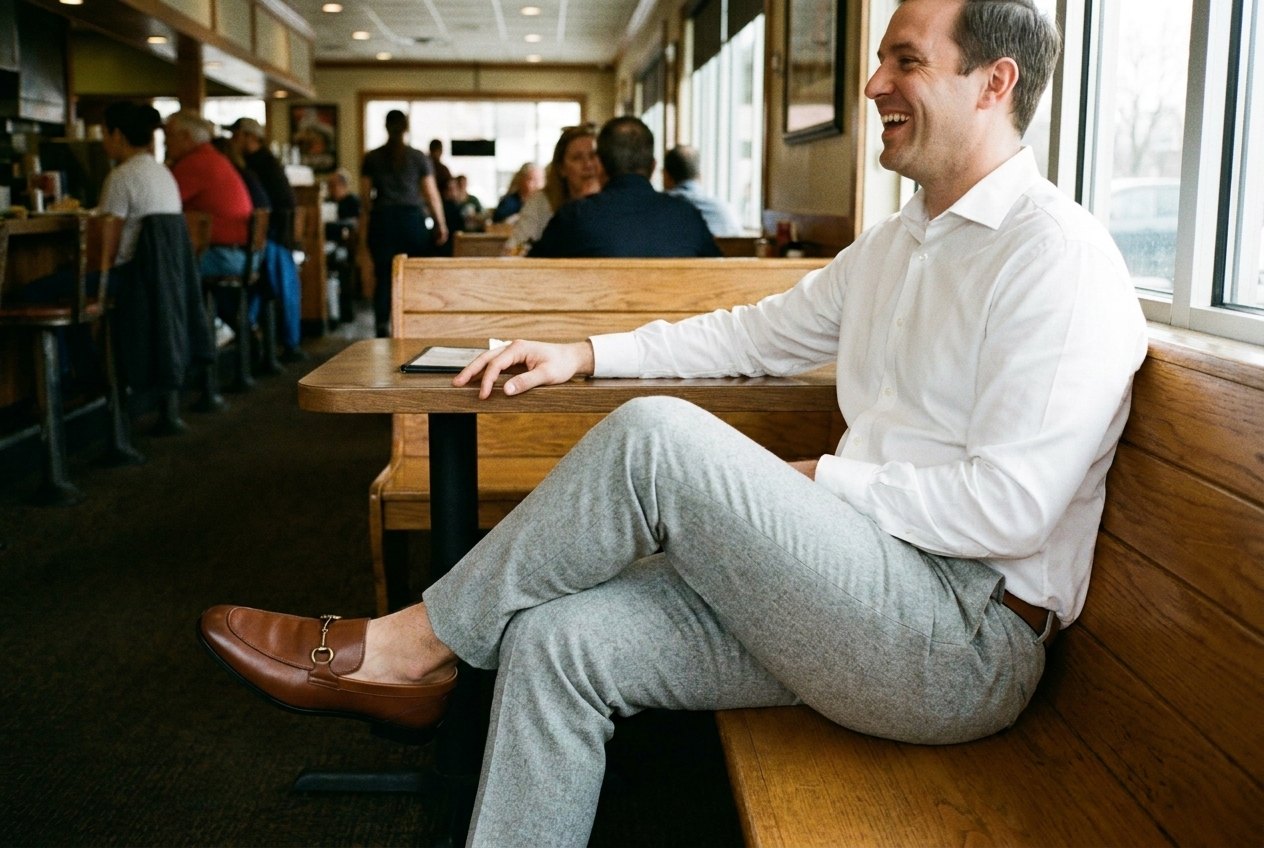 The Niko in cognac, worn